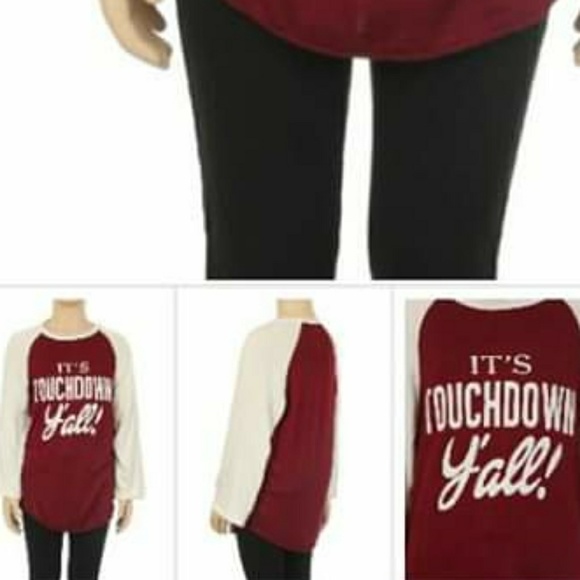 It's Touchdown Y'all Raglan Maroon/White - Picture 2 of 2